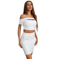 Two Piece Set Hollow One Shoulder Top High Waist Bag Hip Skirt