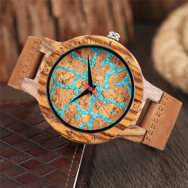 Unisex Wooden Watch With Leather Strap For Men & Women