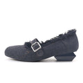 Upcycled Denim Fabric Mary Jane Shoes-0
