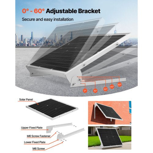 50W 12V solcellsbatteri underhållsladdare, mono solpanel batteriladdare med uppgraderad MPPT-kontroller och justerbar monteringsfäste, IP65 vattentät för bil båt husvagn hustak |  EU