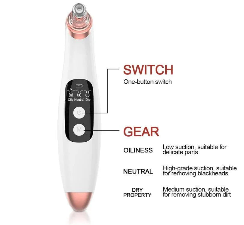 USB Electric Vacuum Suction Blackhead Remover With LED Display For Deep Pore Cleansing