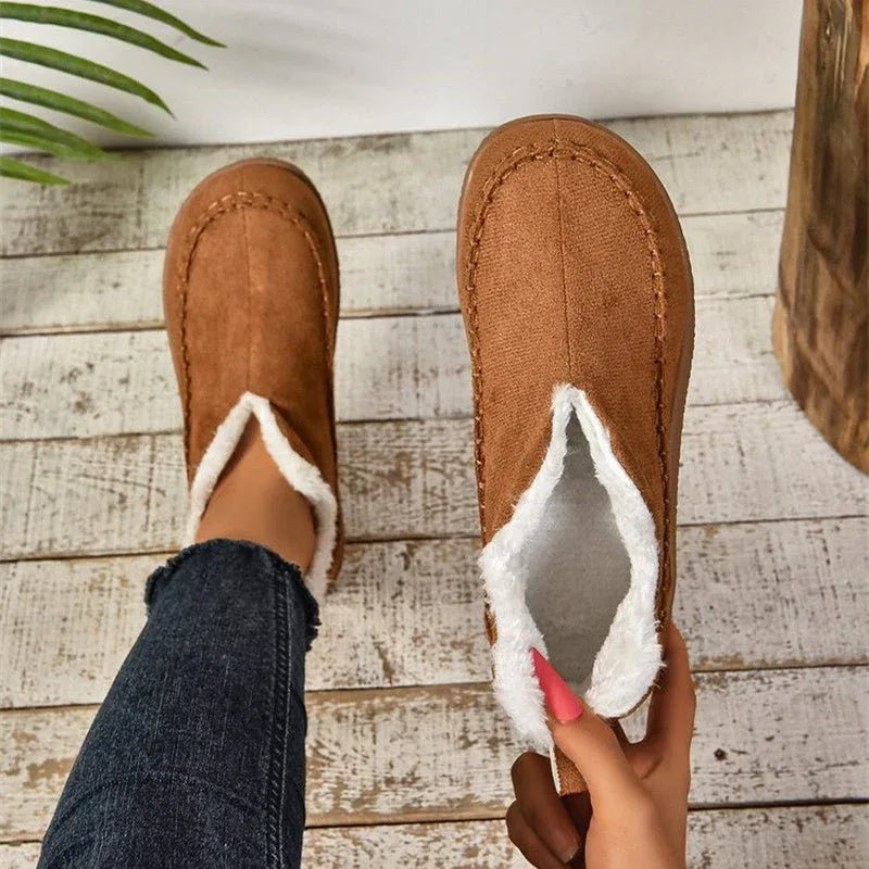 V-Cut Winter Snow Plush Ankle Boots For Women