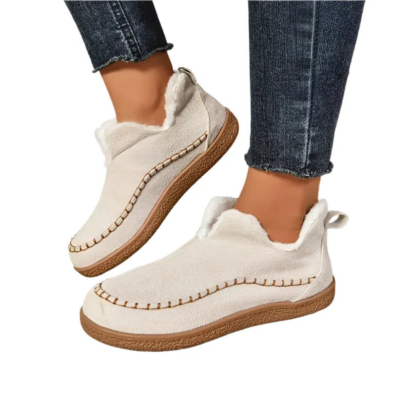 V-Cut Winter Snow Plush Ankle Boots For Women