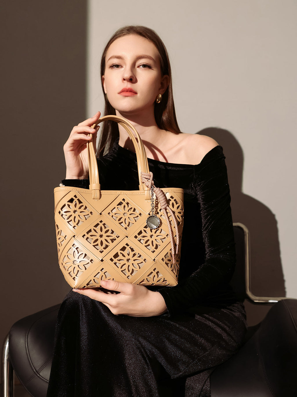 Venetian Perforated Leather Tote Bag-0