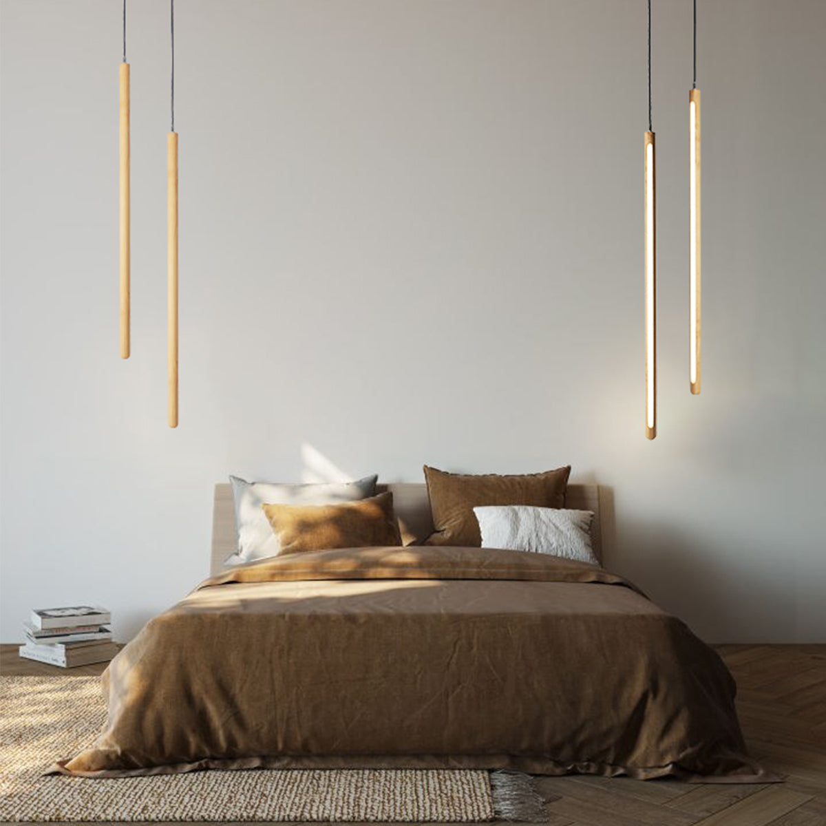 Vertical LED Solid Wood Bedside Sconce Light-0