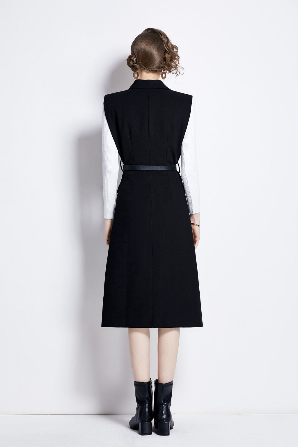 Vintage Double Breasted Blazer Dress with Knitted Undershirt