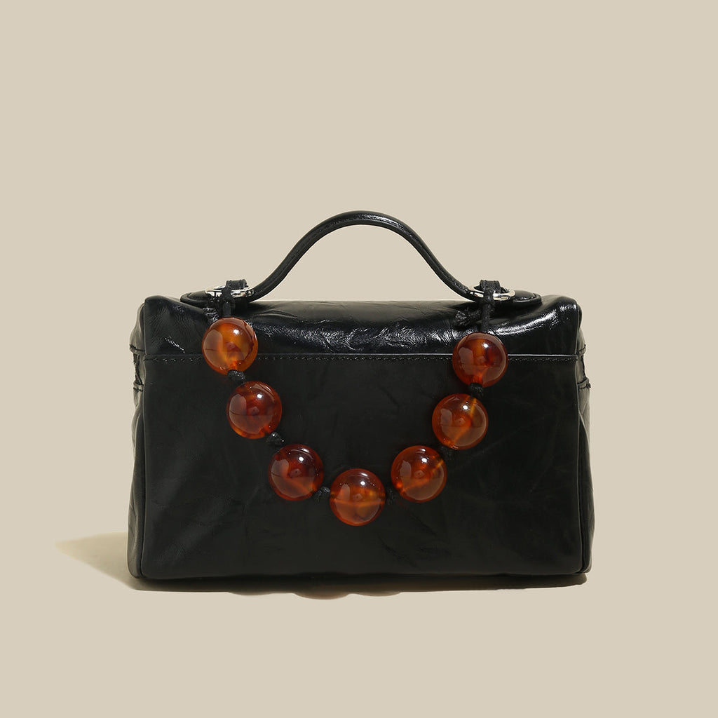 Vintage Vanity Shoulder Bag with Resin Bead Strap-2