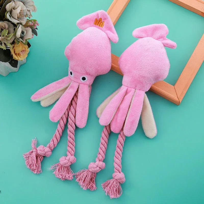 Vocal Bite-Resistant Octopus Teeth Cleaning Interactive Pet Dog Plush Chew Toy