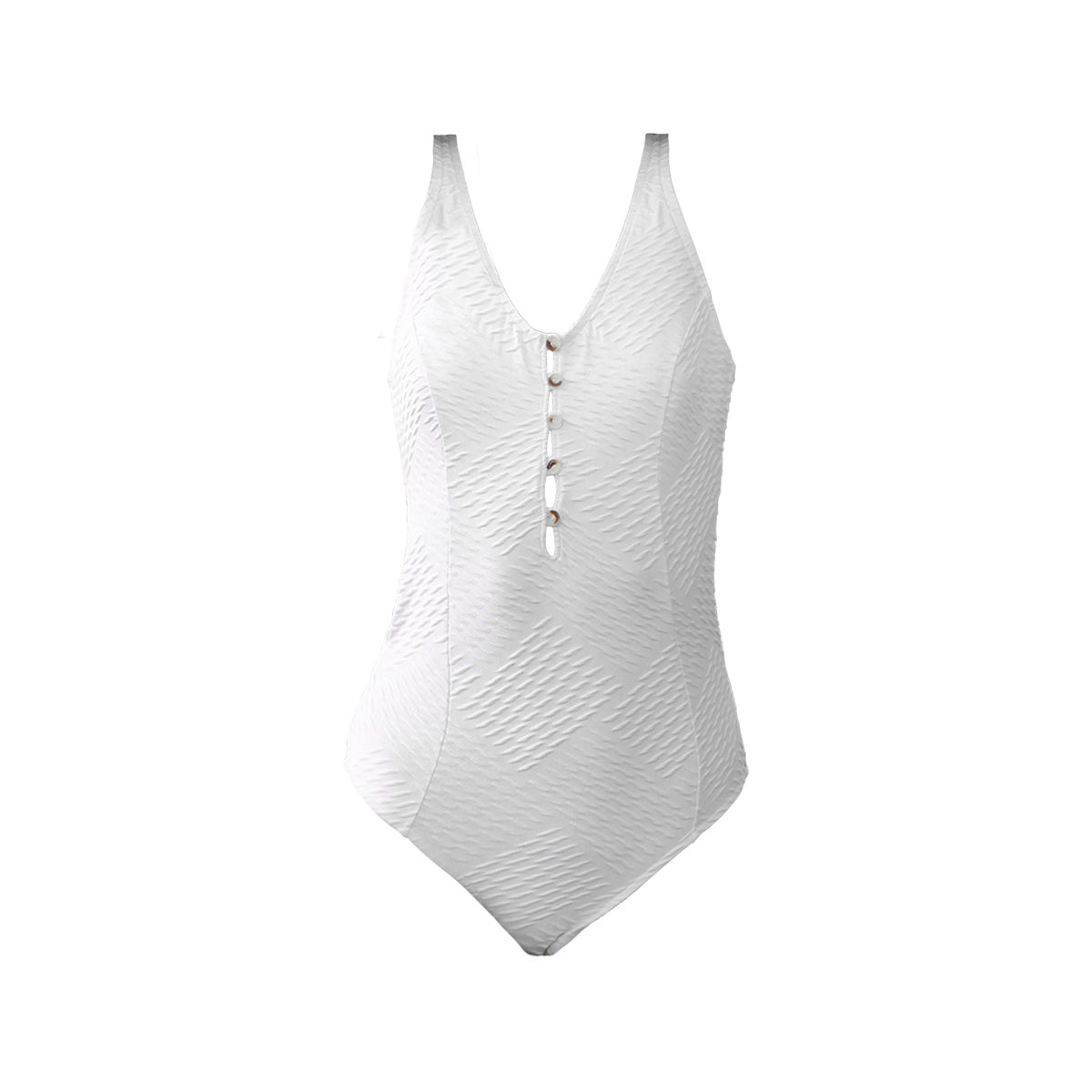 White Button Up One Piece Swimsuit