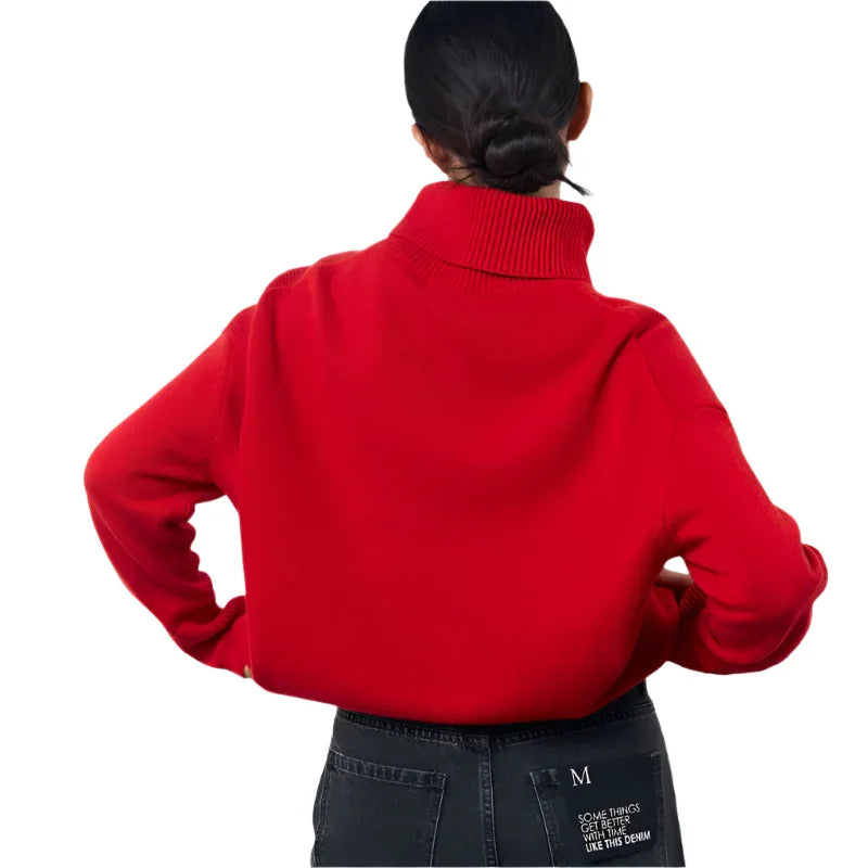 Winter Turtleneck Sweater Fashion Personality Long Sleeve Knitted Top Women's Clothing