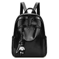 Women's Black PU Leather Adjustable Straps Backpack