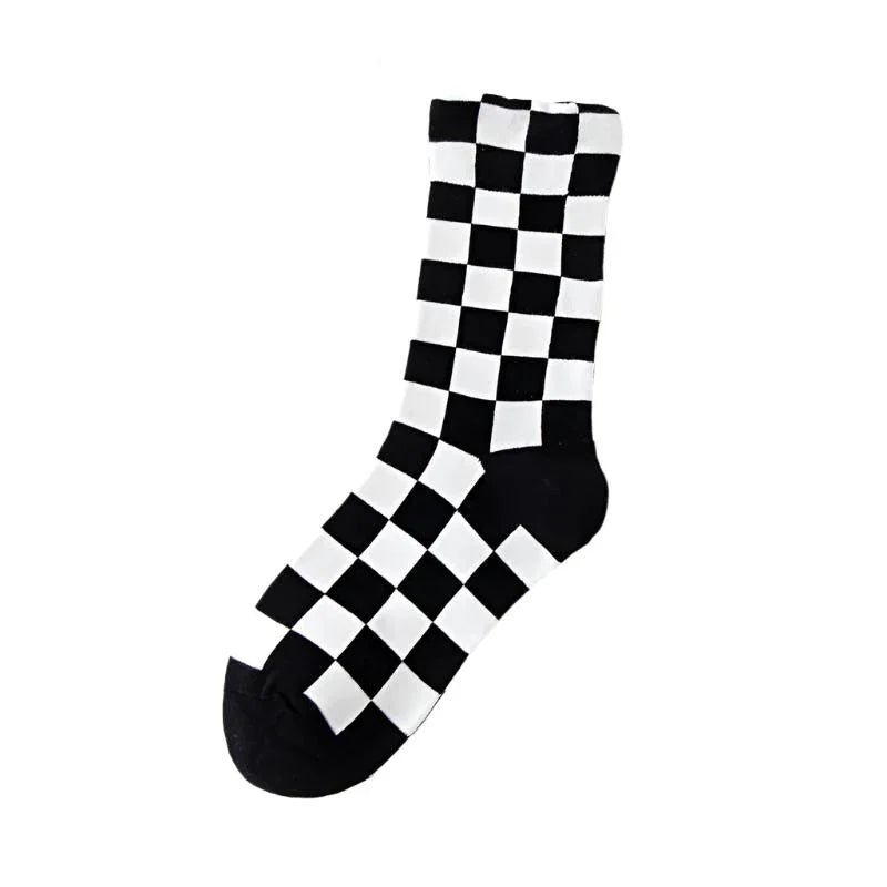 Women's Chessboard Plaid Contrast Color Tube Socks