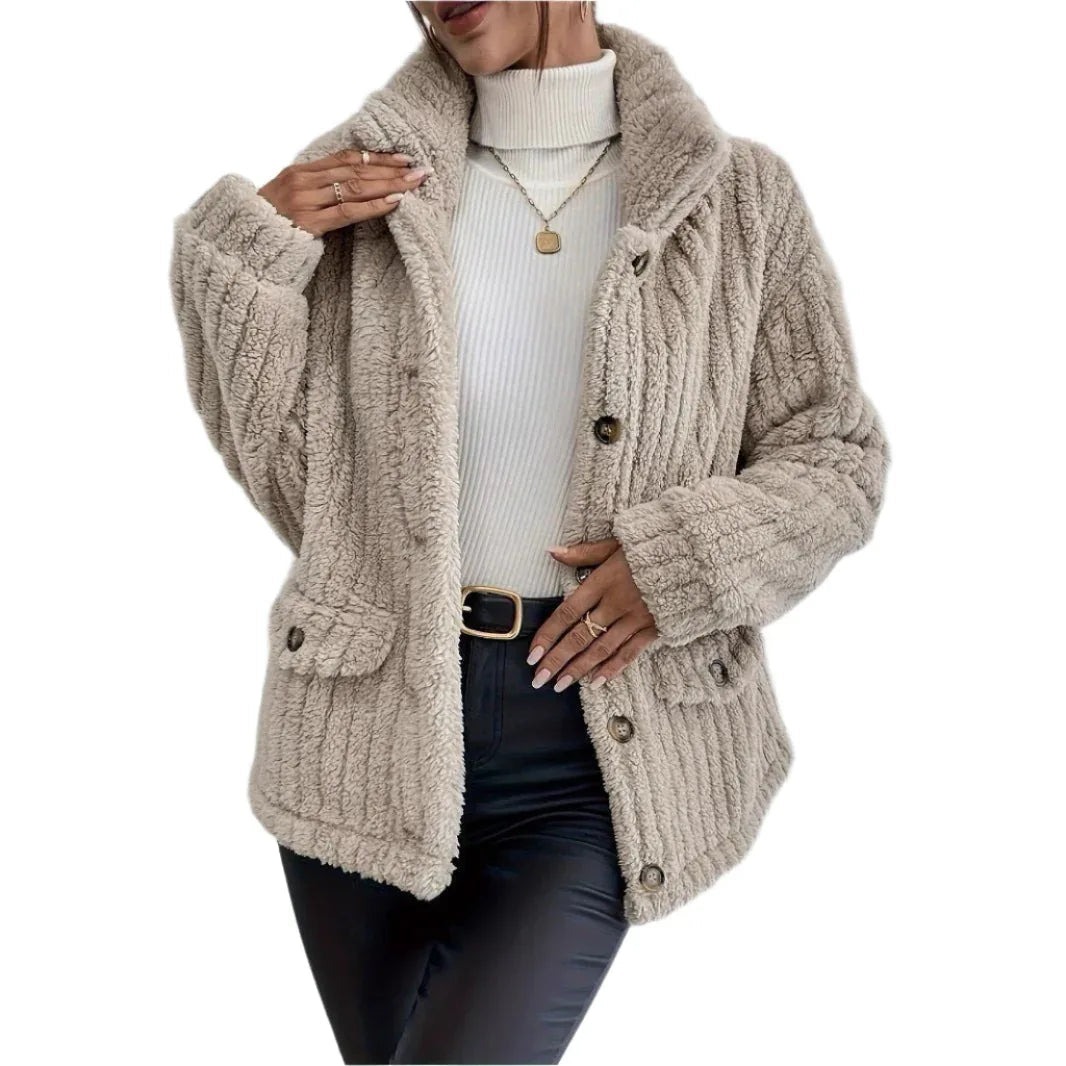 Women's Double-Sided Velvet Button Cardigan Casual Coat