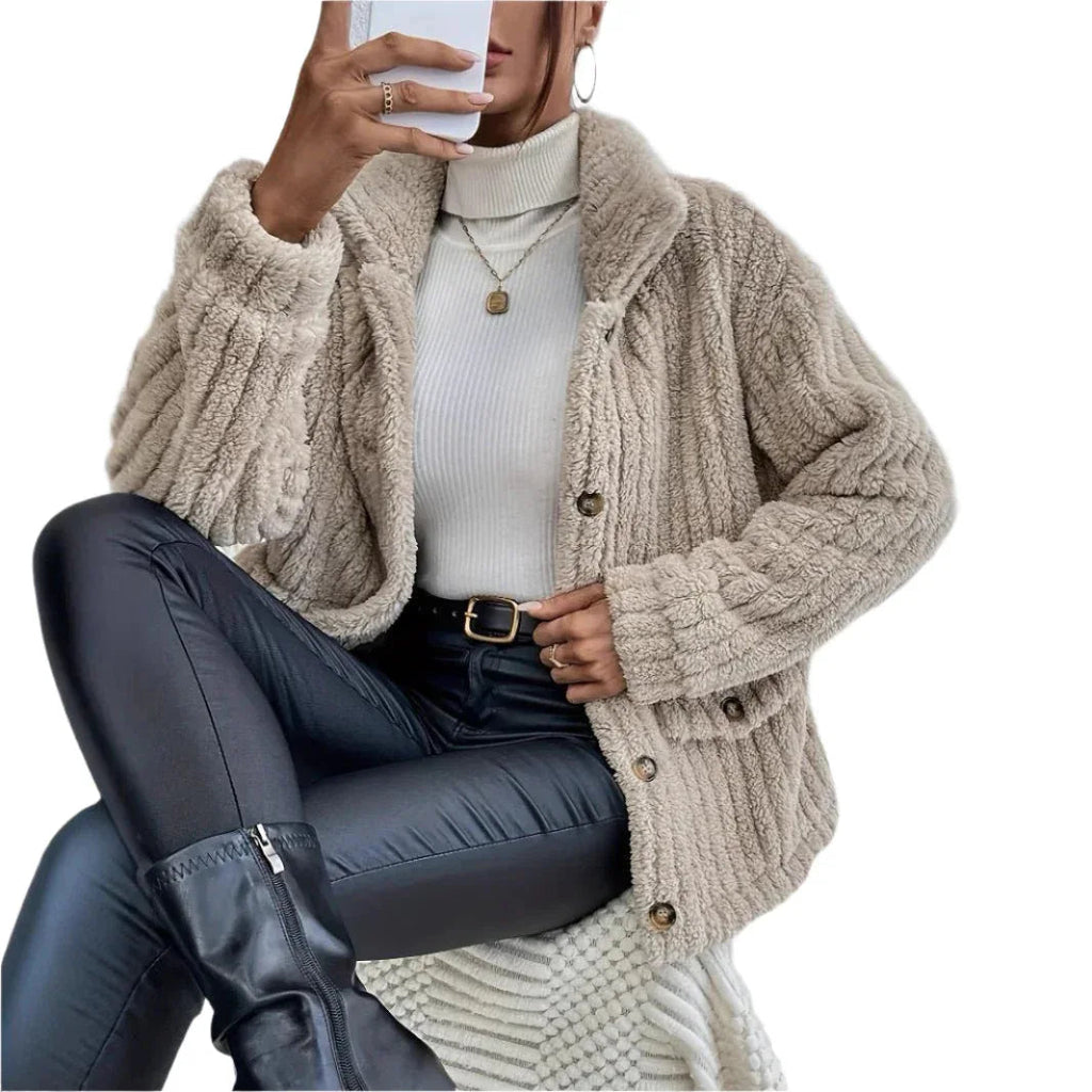 Women's Double-Sided Velvet Button Cardigan Casual Coat