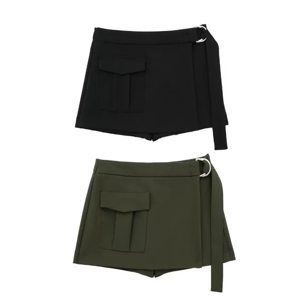 Women's High Waist With Belt Skirt