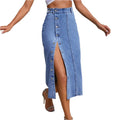 Women's Irregular Slit Denim High Waist Skirt