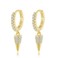 Women's Ladies 925 Sterling Silver Geometric Earrings With Inlaid Gems