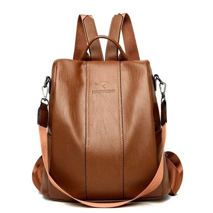 Women's Large Capacity Backpack Soft Leather Travel Bag