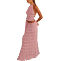 Women's Long Dress & Sleeveless Backless Top 2pcs Clothing Set