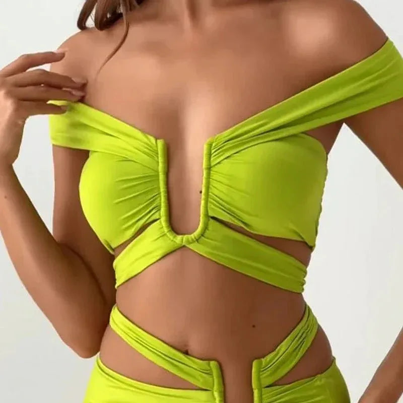 Women's Midriff Outfit Long Skirt Two-Piece Set