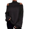 Women's Off-The-Shoulder Pullover Turtleneck Collar Sweater