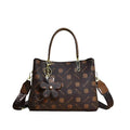 Women's PU Leather Handbag With Flower Pendant & Removable Shoulder Strap