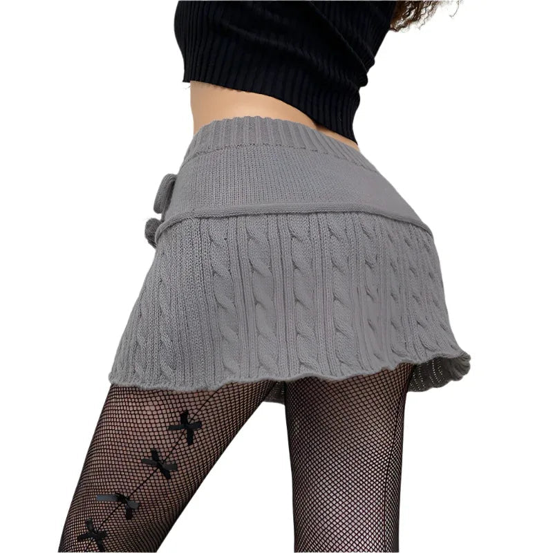 Women's Simple A-line Wool Ball Knitted Skirt