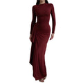 Women's Slim Fit Long-Sleeved Asymmetric Split Dress