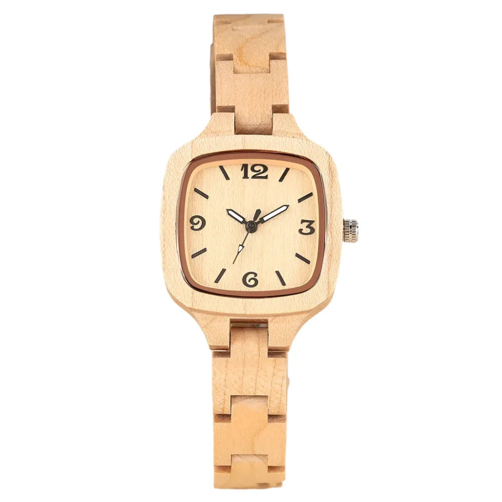 Women's Square Bamboo Wood Watch
