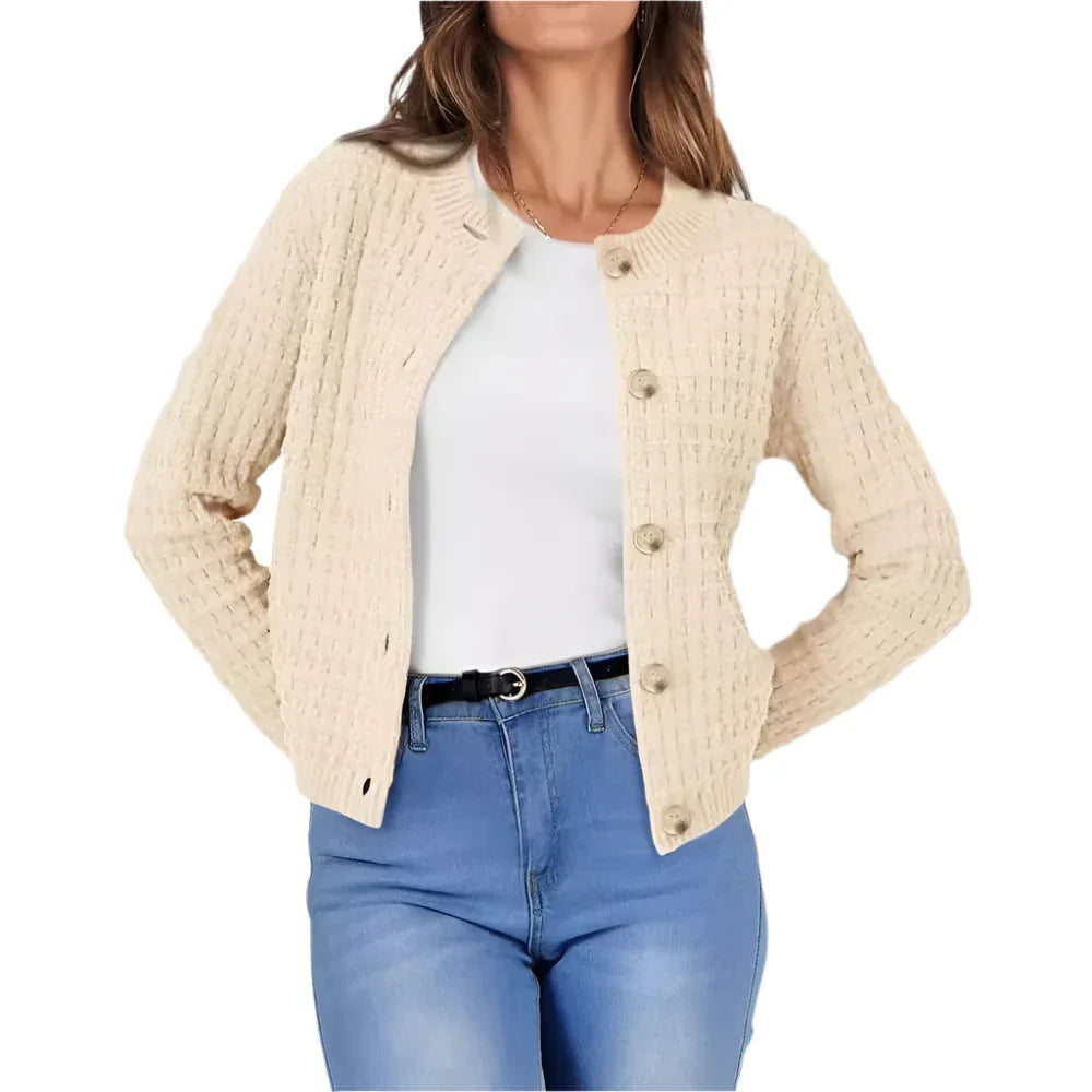 Women's Temperament Crew Neck Knitted Sweater Coat