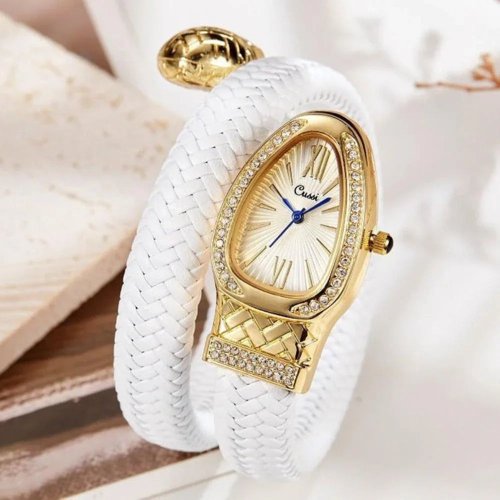 Women's Watch With Snake Shaped Leather Strap