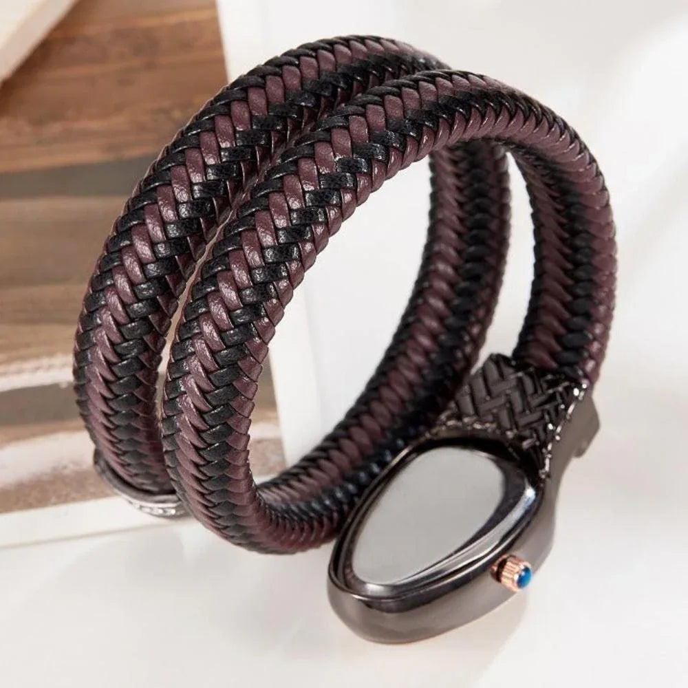 Women's Watch With Snake Shaped Leather Strap