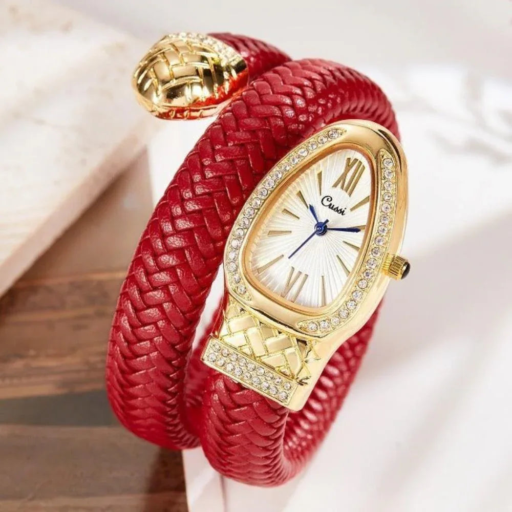 Women's Watch With Snake Shaped Leather Strap