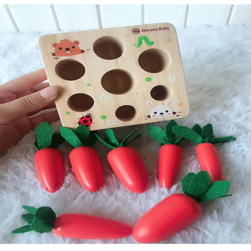 Wooden Board With Wooden Carrots Educational toys