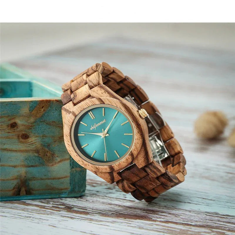 Wooden Quartz Watch With Steel Buckle