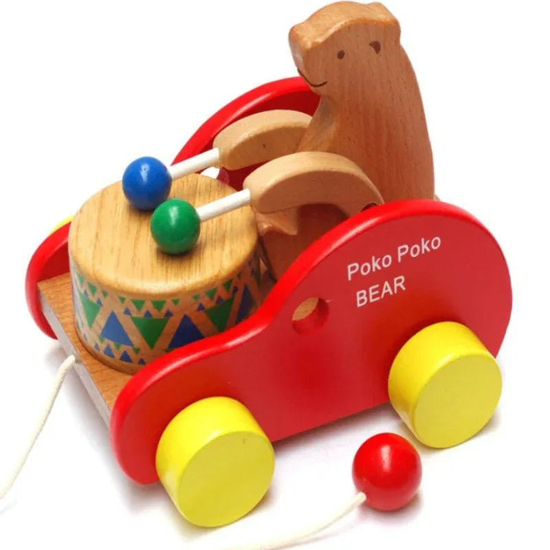Wooden Small Bear Knocking Drum Early Educational Toy