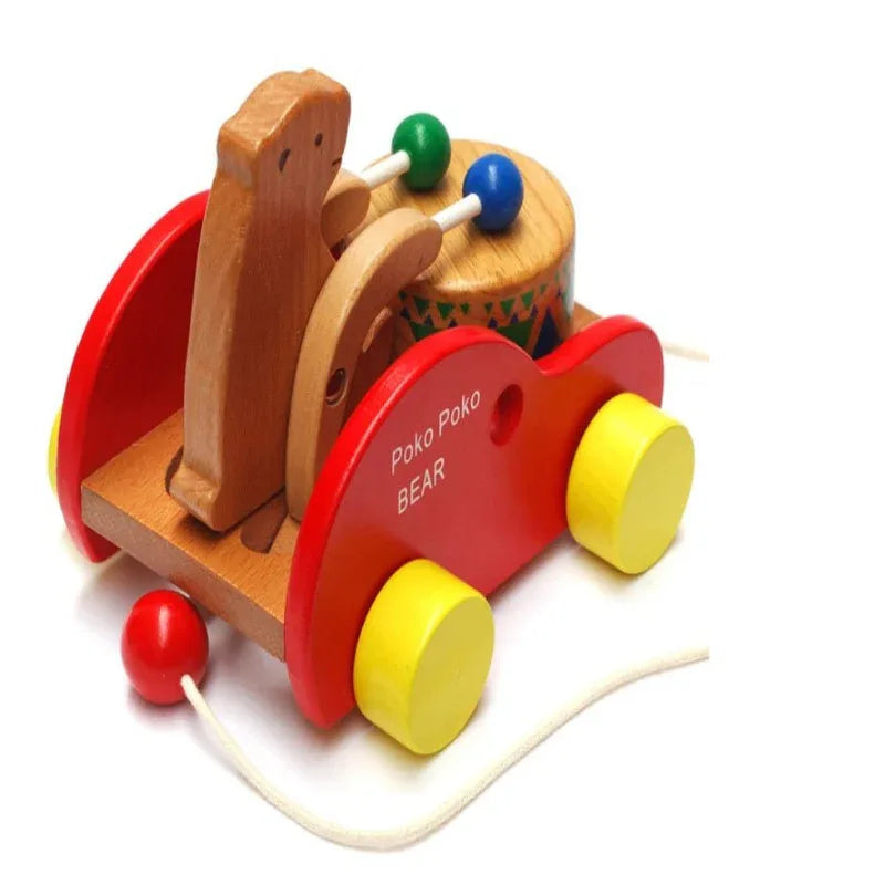 Wooden Small Bear Knocking Drum Early Educational Toy