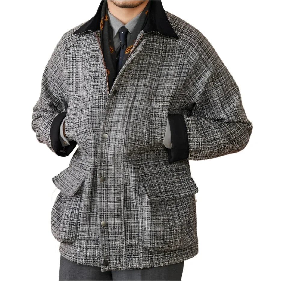 Woolen Safari Jacket All-Matching Stitching Warm Retro Coat